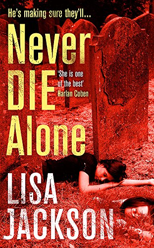 Book cover: red and black with a woman lying near tombstones.
