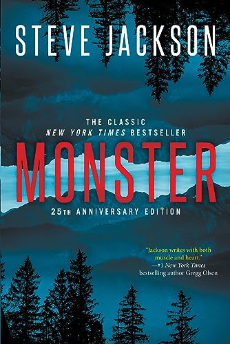 BookSleeve of the book Monster by Steve Jackson featuring a blue forest landscape.