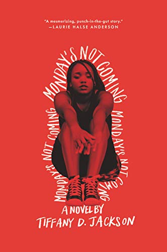 Book cover: young Black woman seated, surrounded by repeating title text.