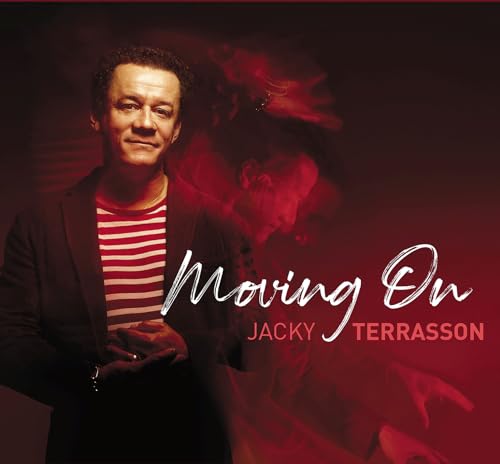 Jacky Terrasson album cover, portrait of a man with red and white accents.