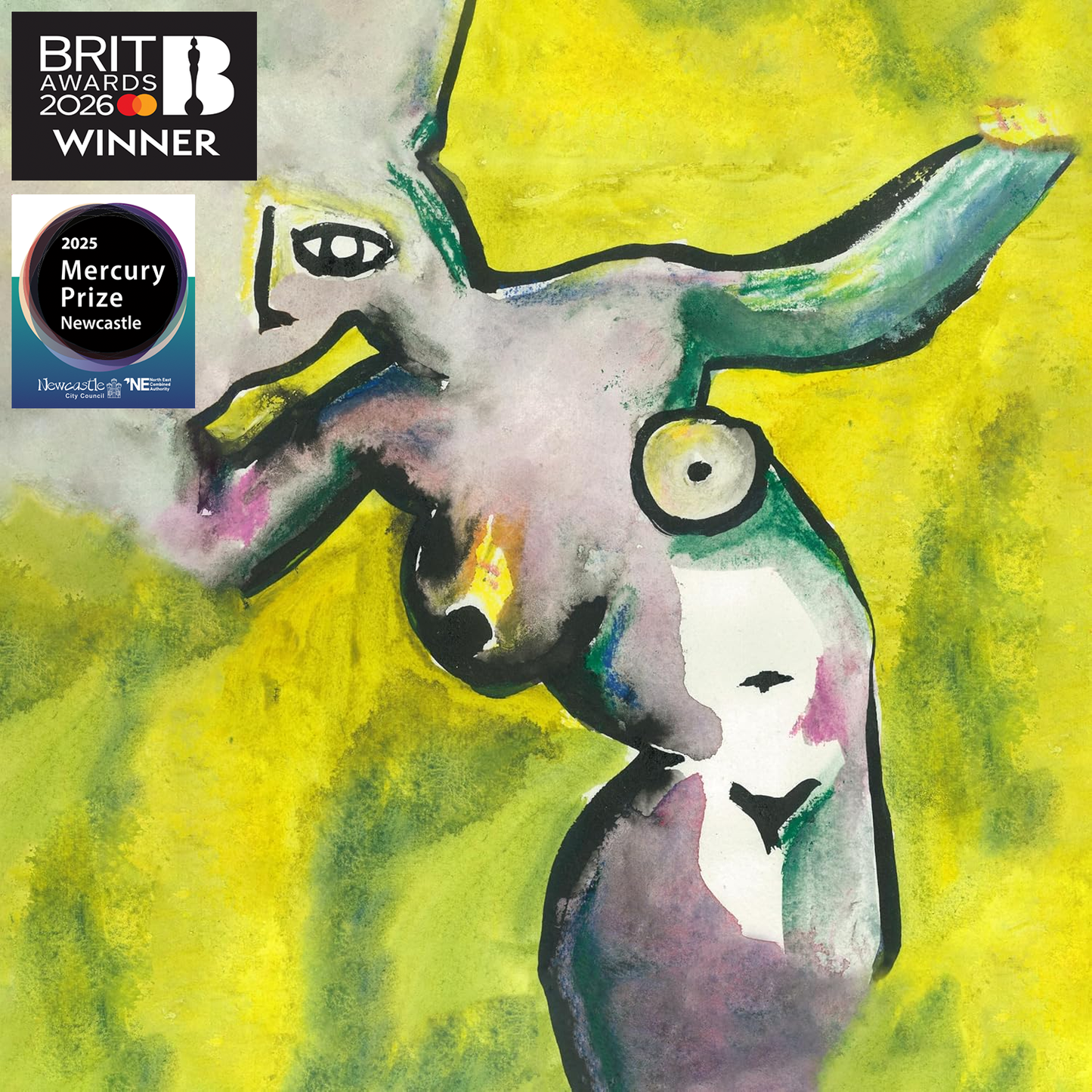Painted vinyl album cover featuring a stylized, abstract depiction of a bear.