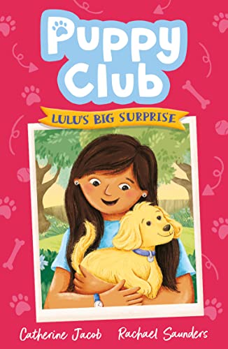 Book cover: girl hugging a golden retriever puppy in a park.