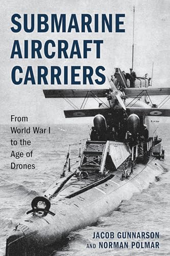 Book cover: Submarine with biplane on deck, historical naval technology.