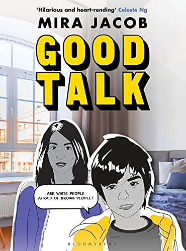 Book cover: "Good Talk" memoir with illustrated portraits of a woman and boy.