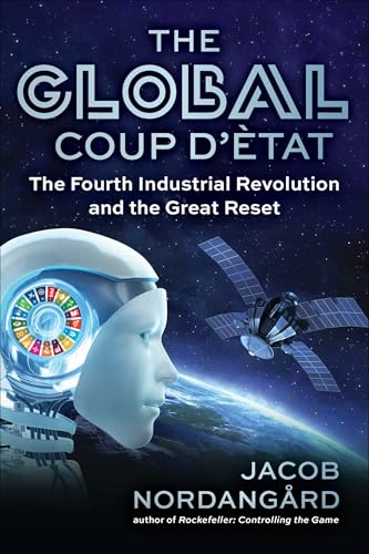 Book cover featuring a robotic head, Earth, and satellite in space.