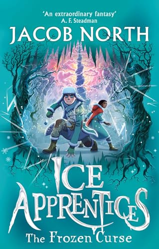 Book cover featuring two children running towards an icy, fantastical castle.