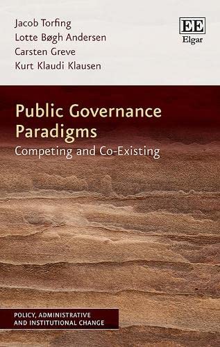 Book cover: “Public Governance Paradigms” with abstract reddish-brown background.