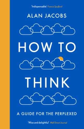 Book cover: "How To Think" with white line-art clouds and text.