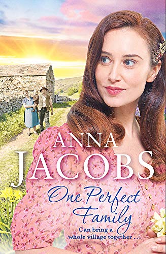 Book cover: woman’s face, family walking towards a stone building.