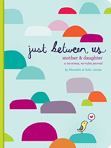 Journal cover with colorful abstract shapes, bird, and text “just between us”.