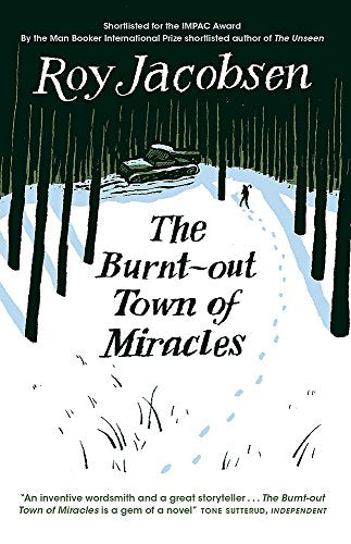 Book cover: snowy landscape with a car and lone figure, dark trees.