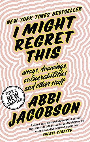 Book cover with pink and white wavy lines and bold yellow and black text.