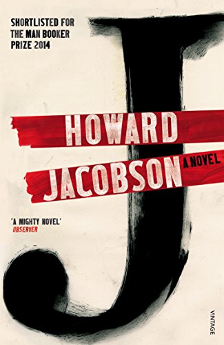 Book cover for “J” by Howard Jacobson, featuring a large black letter.