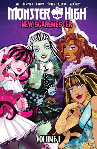 Monster High graphic novel cover featuring four colorful, fashionable monster girls.
