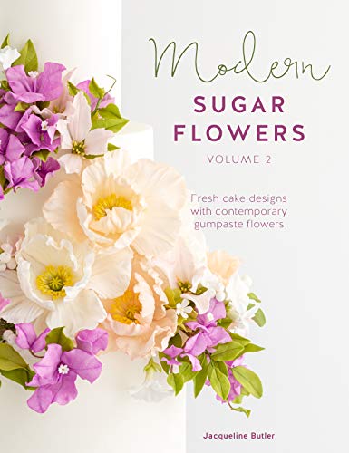Book cover with colorful gumpaste flowers and the title "Modern Sugar Flowers.