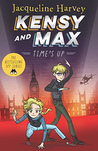Book cover featuring two young spies in front of London landmarks.