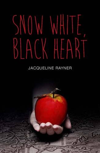 A hand holds a bright red apple against a dark background with red text.