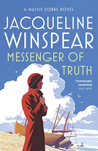 Book cover: woman in red coat looking at boats and clouds.