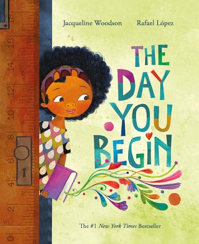 Book cover: girl with afro, colorful text, and floral design.