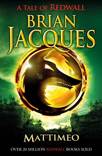 Book cover for "Mattimeo (Redwall)" featuring a dark wolf silhouette.