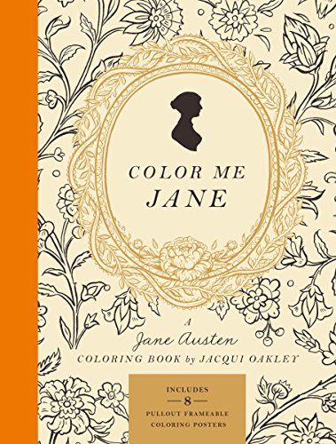 Cover of “Color Me Jane” coloring book with floral designs and silhouette.
