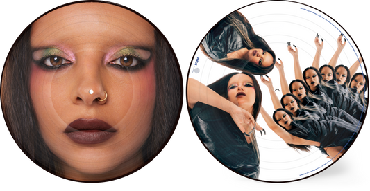 Jade’s portrait on a circular, gold-toned picture disc vinyl record.
