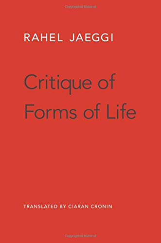 Red book cover with white text: "Critique of Forms of Life.