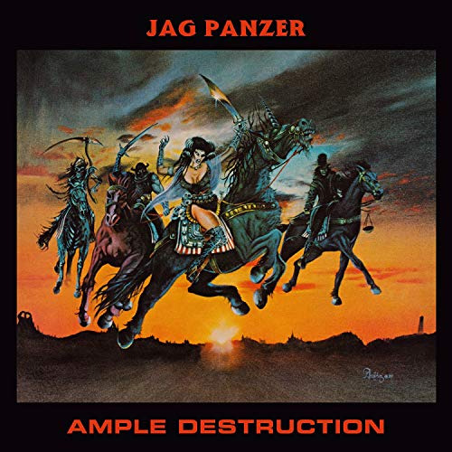 CD cover art: fantasy scene with armored figures on horseback, fiery sunset.