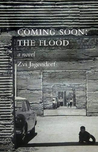 Book cover with a textured wall, doorway, car, and distant figures.