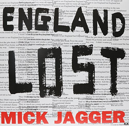 Album cover for Mick Jagger’s “Gotta Get A Grip” with text collage.