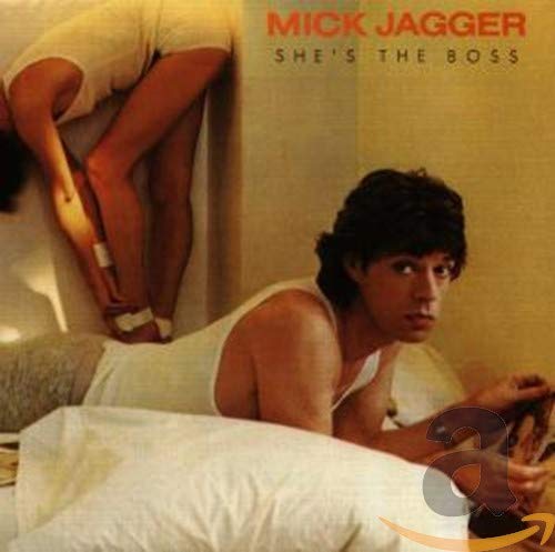 CD cover: Mick Jagger portrait with a person leaning over him.