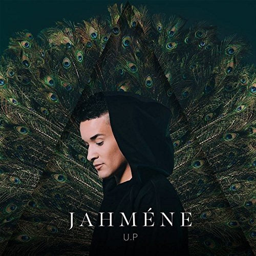 CD cover featuring Jahméne in a hood, surrounded by peacock feathers.