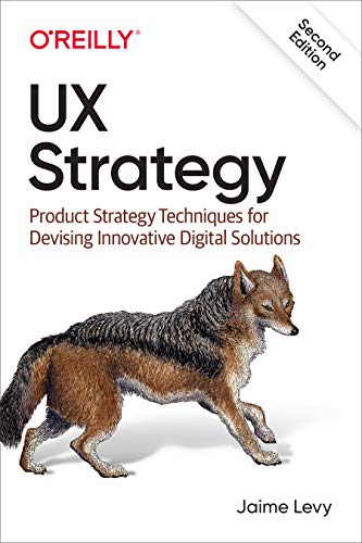 Book cover: "UX Strategy" with a coyote illustration, second edition.
