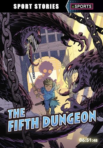 Comic book cover: a young hero faces two large, menacing monsters in a dungeon.