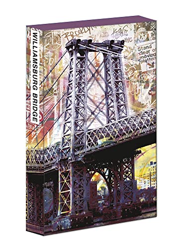 Colorful pen set box featuring an artistic depiction of Williamsburg Bridge.