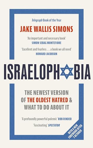 Book cover for "Israelophobia" with bold text and a blue Star of David.