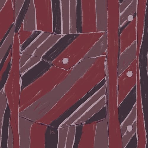 A painted illustration of a striped shirt with a pocket and visible buttons.