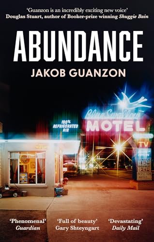 Book cover for "Abundance" by Jakob Guanzon, featuring a motel at night.