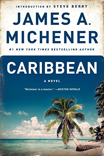 Book cover for “Caribbean” by James A. Michener, with a beach scene.