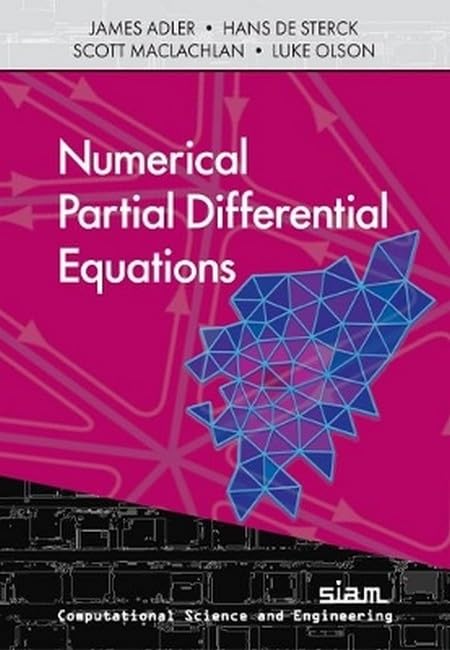 Book cover: "Numerical Partial Differential Equations" with a blue mesh graphic.