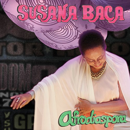 Album cover featuring Susana Baca, a woman with curly hair, in white clothing.