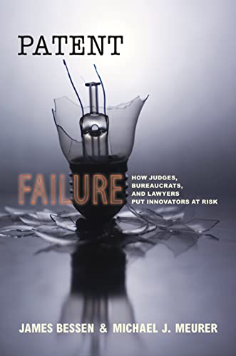 Book cover: "Patent Failure" with a broken lightbulb image.
