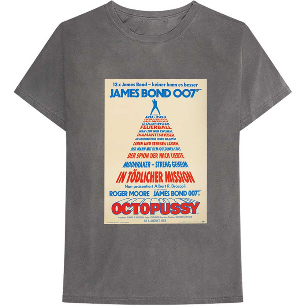 James Bond 007 t-shirt featuring a German poster image from Octopussy, size small.
