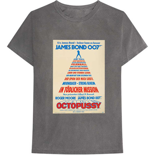 James Bond 007 t-shirt featuring a German poster image from Octopussy, size small.