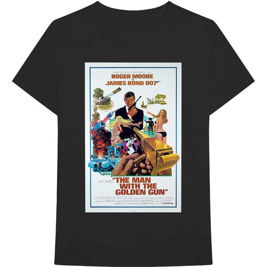 Black t-shirt featuring a poster image from "The Man with the Golden Gun".