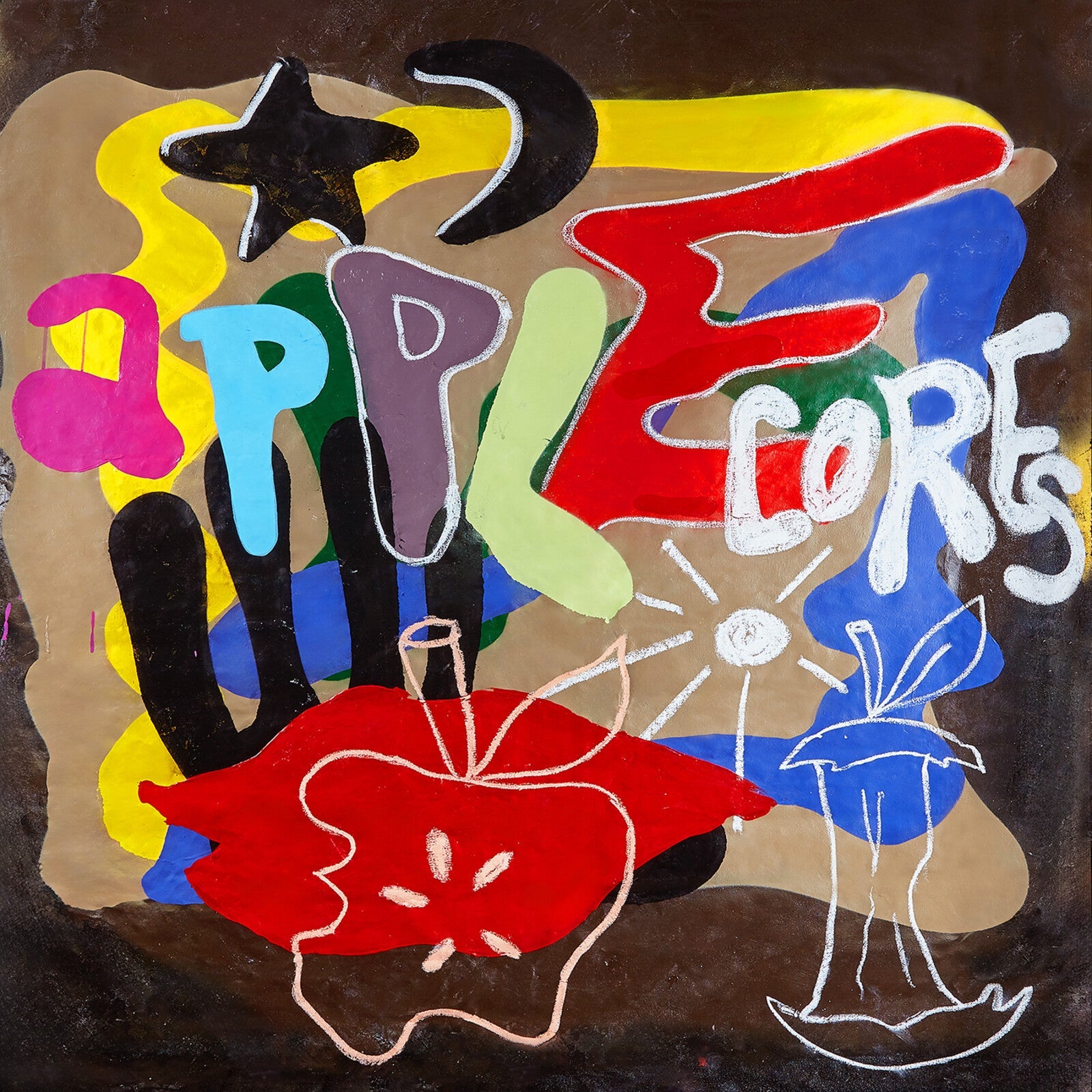 Album cover for James Brandon Lewis Trio's "Apple Cores," abstract painting.