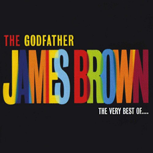 Album cover with colorful James Brown text on a black background.