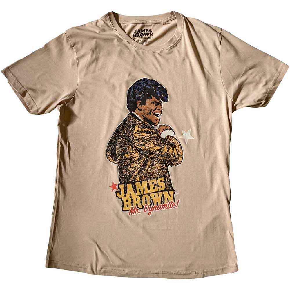 Medium unisex t-shirt featuring James Brown, labeled "Mr Dynamite".