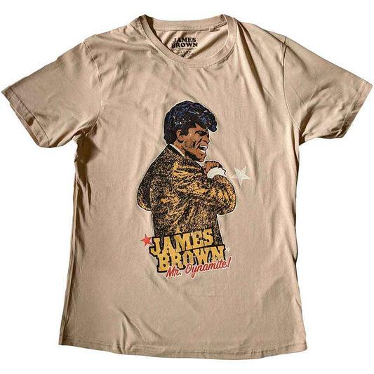 Medium unisex t-shirt featuring James Brown, labeled "Mr Dynamite".