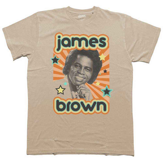 XX-Large black unisex t-shirt featuring a graphic print of James Brown with stars.